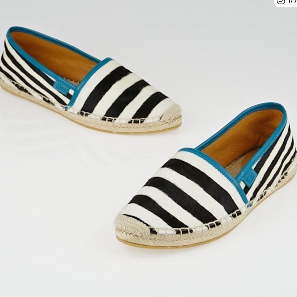 GUCCI Zebra Animal Print Pony Fur Espadrille Designer Shoes Size 38 (8)
